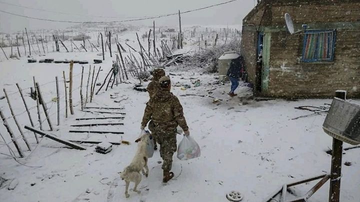 Asisten a pobladores aislados por la nieve en Río Negro