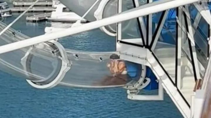 Viral: Una mujer quedó atrapada en el tobogán de un enorme crucero