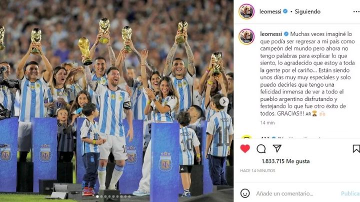 El emotivo posteo de Messi luego de la fiesta de la Selección