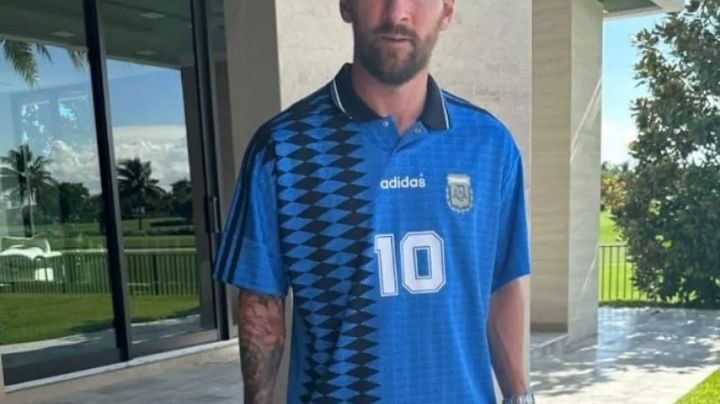 La foto viral de Messi con la camiseta que usó Diego en el ´94