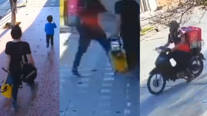 Un delivery asaltó una madre que iba con su hijo