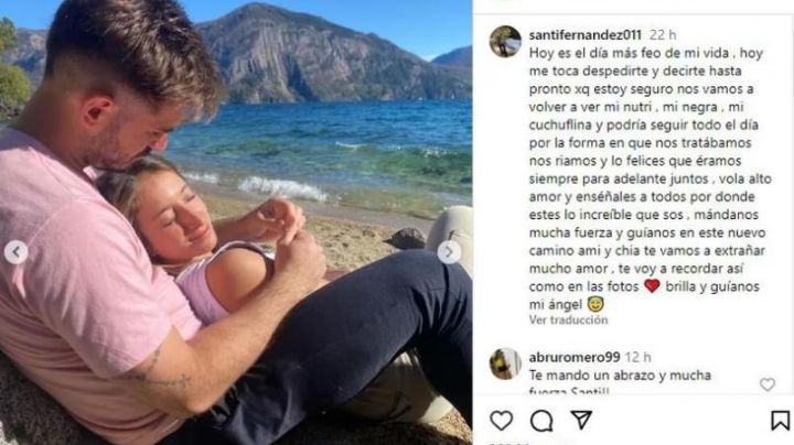 El novio de la nutricionista muerta la despidió en sus redes sociales