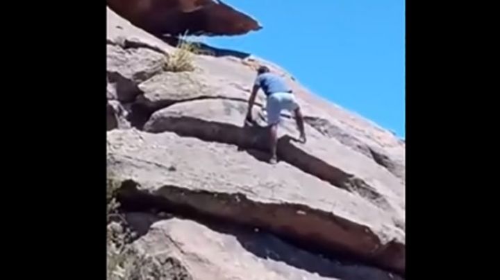 Un turista fue detenido por vandalizar unas rocas en las Altas Cumbres