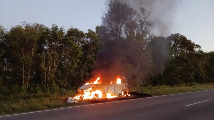 Un automóvil se incendió por completo en Colonia Tirolesa